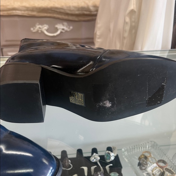 Jeffrey Campbell Shiny Navy Lace-Up Boots - Picture 3 of 7